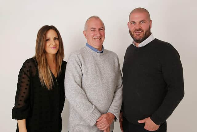 Pictured from left to right are the Swift FX team, Heidi Vaughan, David Hodgson and Michael Vaughan.