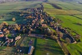 Drone image of Ashendon Village, taken from the south with Waddesdon Manor estate visible to the north.