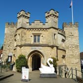 One of the swan sculptures outside the Old Gaol