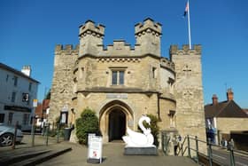 One of the swan sculptures outside the Old Gaol