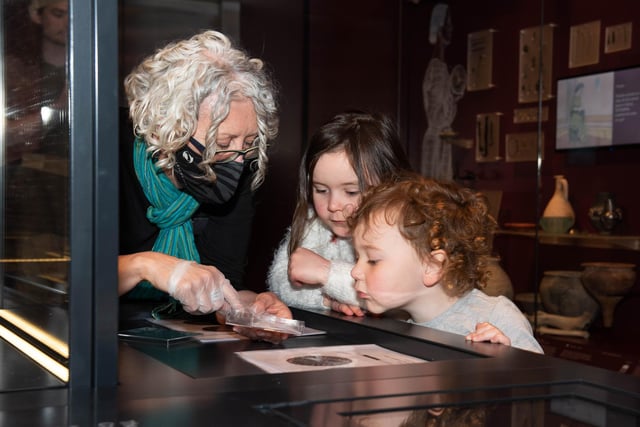 Tessa (five) and Laurie (three) learn about the Lenborough Hoard
