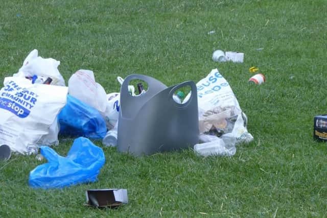 Rubbish left unattended in a park in Aylesbury