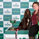 Ester on the podium with Gretel at Crufts 2023