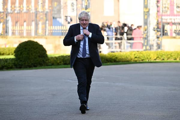 Prime Minister Boris Johnson arrives at Hillsborough Castle (Photo by Charles McQuillan-Pool/Getty Images)