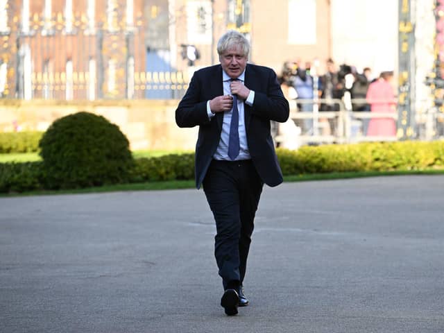 Prime Minister Boris Johnson arrives at Hillsborough Castle (Photo by Charles McQuillan-Pool/Getty Images)