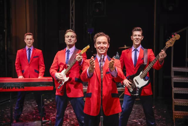 Blair Gibson, Dalton Wood, Michael Pickering, Lewis Griffiths in Jersey Boys UK & Ireland Tour, photo by Brinkhoff-Moegenburg