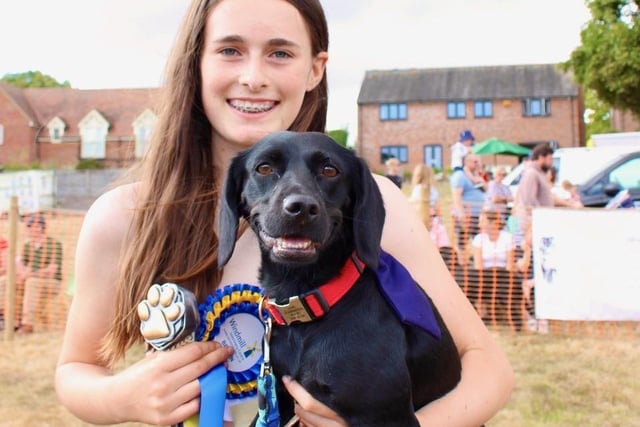 Jemima with Pebble, Best in Show in the Novelty Dog Show