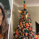 Kevin the Carrot superfan  Chevie Wells and her Christmas tree 

