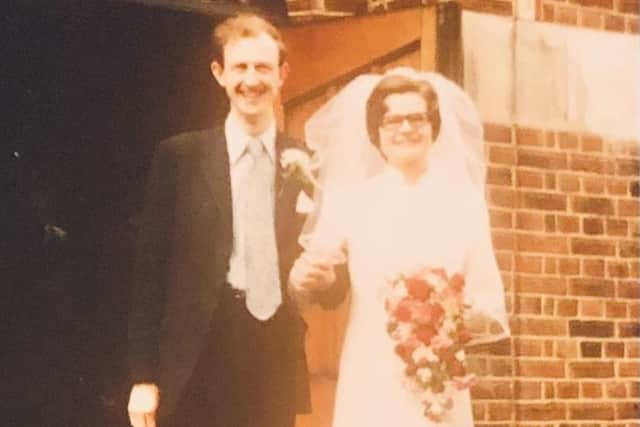 Christina and Peter Jeffery at their wedding in 1972