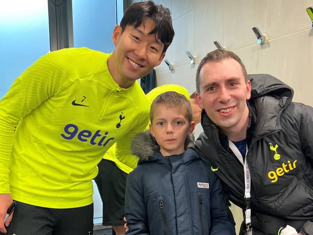 Myself and Alexander meeting Heung Min Son at Tottenhams training ground in March 2023