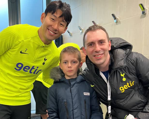 Myself and Alexander meeting Heung Min Son at Tottenhams training ground in March 2023