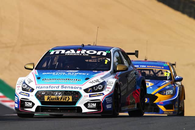 Tom Ingram of Bristol Street Motors EXCELR8 Hyundai drives during the British Touring Car Championship at Brands Hatch. (Photo by Ker Robertson/Getty Images)