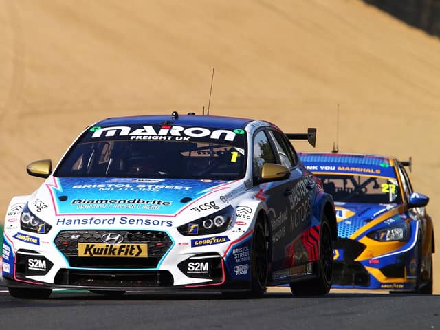 Tom Ingram of Bristol Street Motors EXCELR8 Hyundai drives during the British Touring Car Championship at Brands Hatch. (Photo by Ker Robertson/Getty Images)