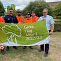 Councillor Clive Harriss at Vale Park with members of the council’s parks team