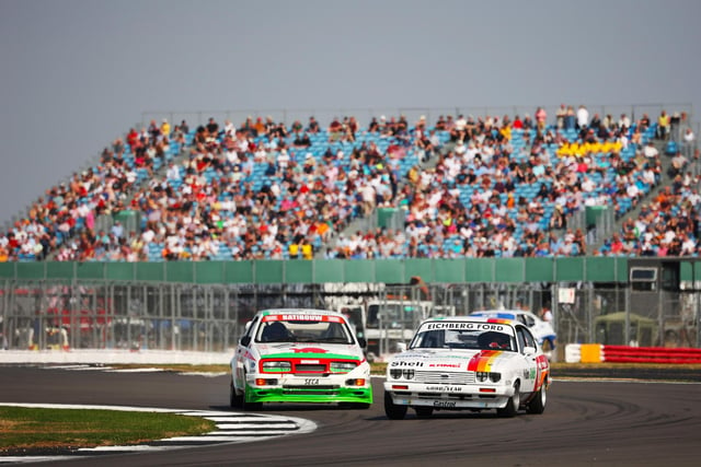 Rally drivers going at it on the famous track