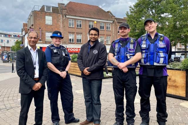 Councillor Arif Hussain, left, joins community safety patrols in High Wycombe