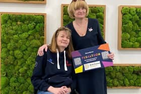 Sharon Mynard with Sue Farrington Smith, founder of the charity Brain Tumour Research