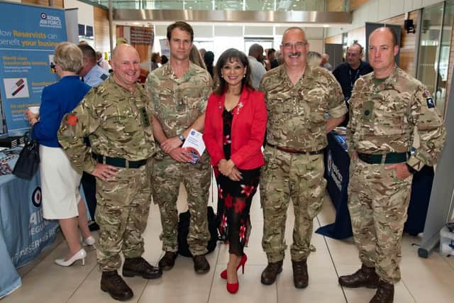 Councillor Mimi Harker with Buckinghamshire servicemen
