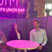 L to R Commercial Services Manager Ash Chakroborty, Sharon Deaker, SU Manager Callum Roberts