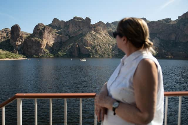 Ruth takes a trip on the Dolly Steamboat on Canyon Lake