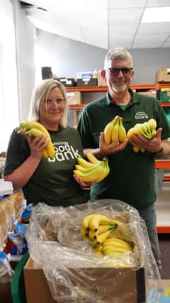 Volunteers receive fresh fruit at Kettering Foodbank.