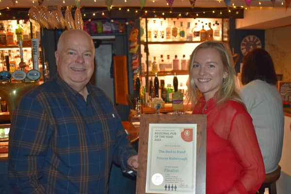 Graham Hards CAMRA South Oxfordshire Chairman and Katie Baldock the Bird in the Hand general manager