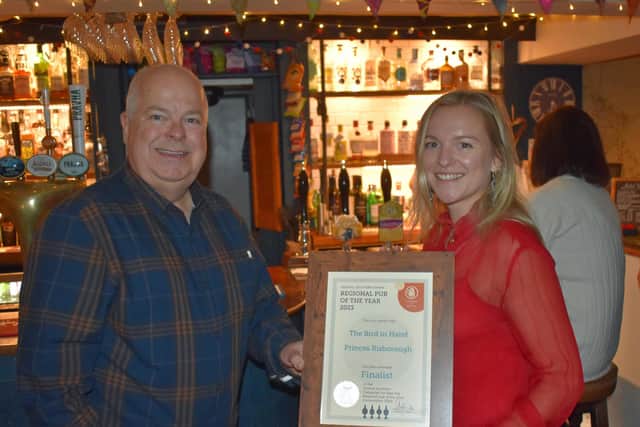 Graham Hards CAMRA South Oxfordshire Chairman and Katie Baldock the Bird in the Hand general manager