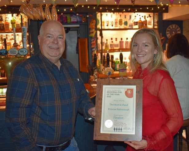 Graham Hards CAMRA South Oxfordshire Chairman and Katie Baldock the Bird in the Hand general manager