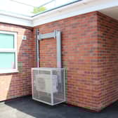Air-source heat pump at the newly renovated surgery