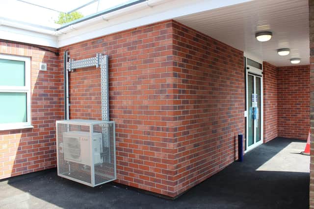 Air-source heat pump at the newly renovated surgery