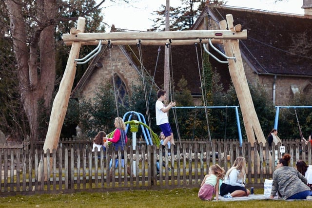 Youngsters enjoying the new playground at Little Horwood 
