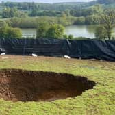 The sinkhole spotted in the Chilterns, photo from @GreenBunting