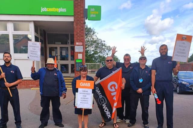 Workers on strike at Aylesbury Job Centre