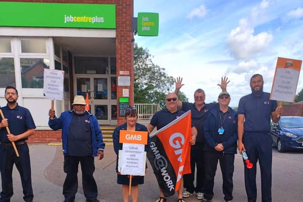 Workers on strike at Aylesbury Job Centre