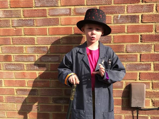George showed off his creative costume at Dr Who conventions.