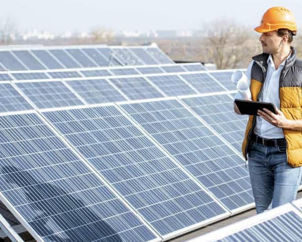 Solar panels on the roof of a commercial building. Picture: CPRE