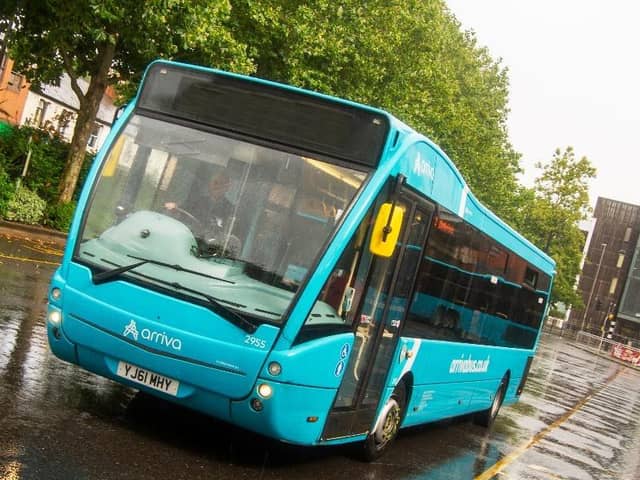 An Arriva bus traveling through Buckinghamshire