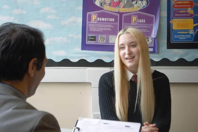 A student takes part in one a mock interview. Picture: K Spence, Year 11, The Mandeville School