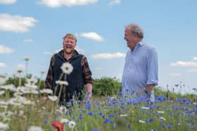 TV presenter Jeremy Clarkson, right, with fellow Diddly Squat farmer Kaleb Cooper. (Picture: ©Ellis O'Brien/Prime Video)