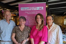 Authors Charlie Hedges and Nancy Peach with Alison Cameron, Buckingham Bookshop and Jean-Francois Bisault, Cavavin.Copyright: Vivienne Wordley
