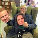 Juniper House resident George Burr with two special 'visitors'
