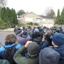 Dozens of birdwatchers flock to a quiet cul-de-sac in Shelf, near Halifax, after a rare bird was sighted perched on a garden washing line.