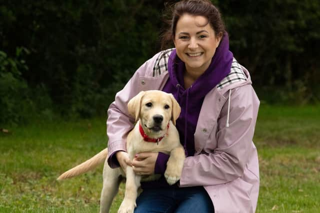 Amy with Bowie as a puppy