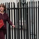 Britain's Chancellor of the Exchequer, Rachel Reeves, leaves 11, Downing Street to deliver her Spring Statement to Parliament on March 26, 2025.