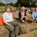 Members of the Bucks Active Archaeology Group digging at Maids Moreton Mound in 2015