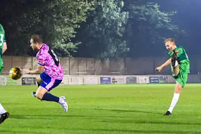 Aylesbury go close to scoring against Margate. Photo: Mike Snell.