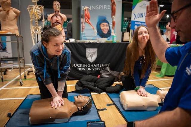 CPR training at the skills show