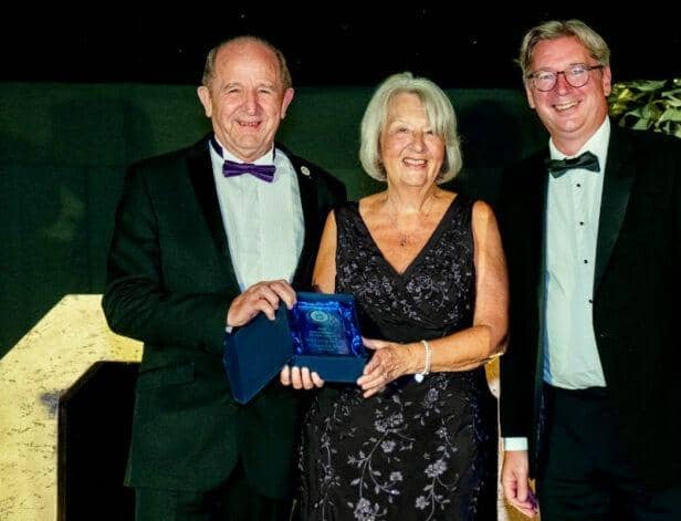Peter and Rosemary Frohock with their award, presented by Matt Birtwistle