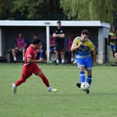 Dave Brown, scorer of the winning goal, in action on Saturday.