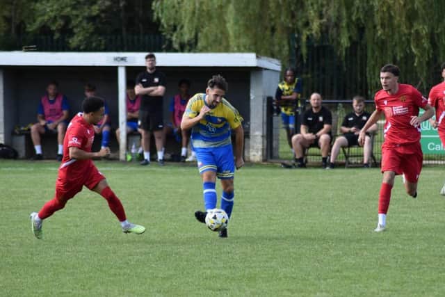 Dave Brown, scorer of the winning goal, in action on Saturday.